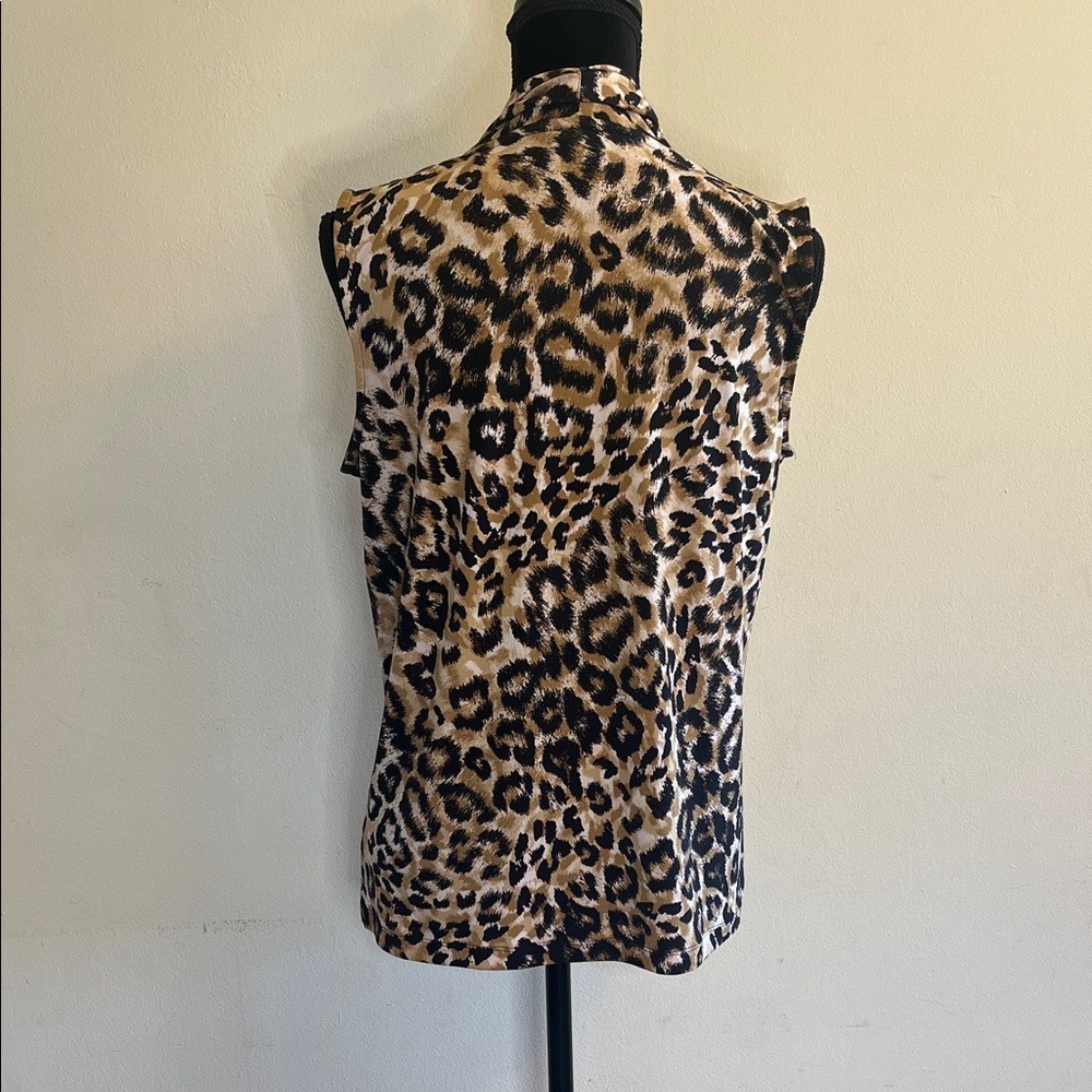Anne Klein Leopard Print Sleeveless Top - Picture 4 of 5